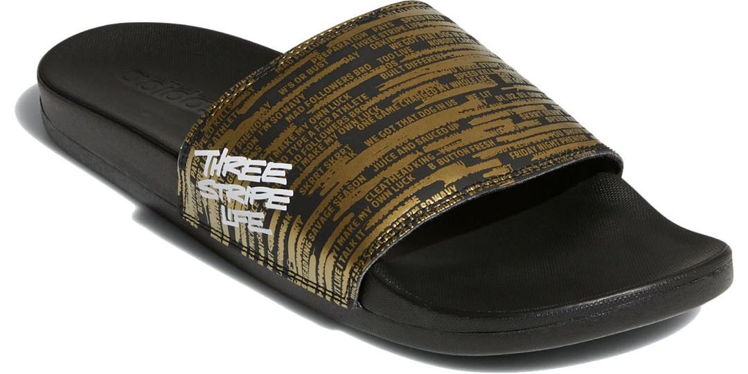 Adidas men's adilette three stripe life comfort slides best sale