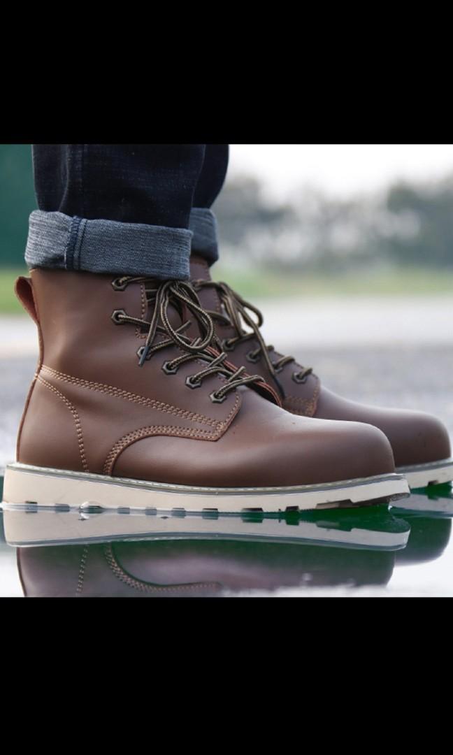 Brown safety boots white sole. Men s Fashion Footwear Boots on