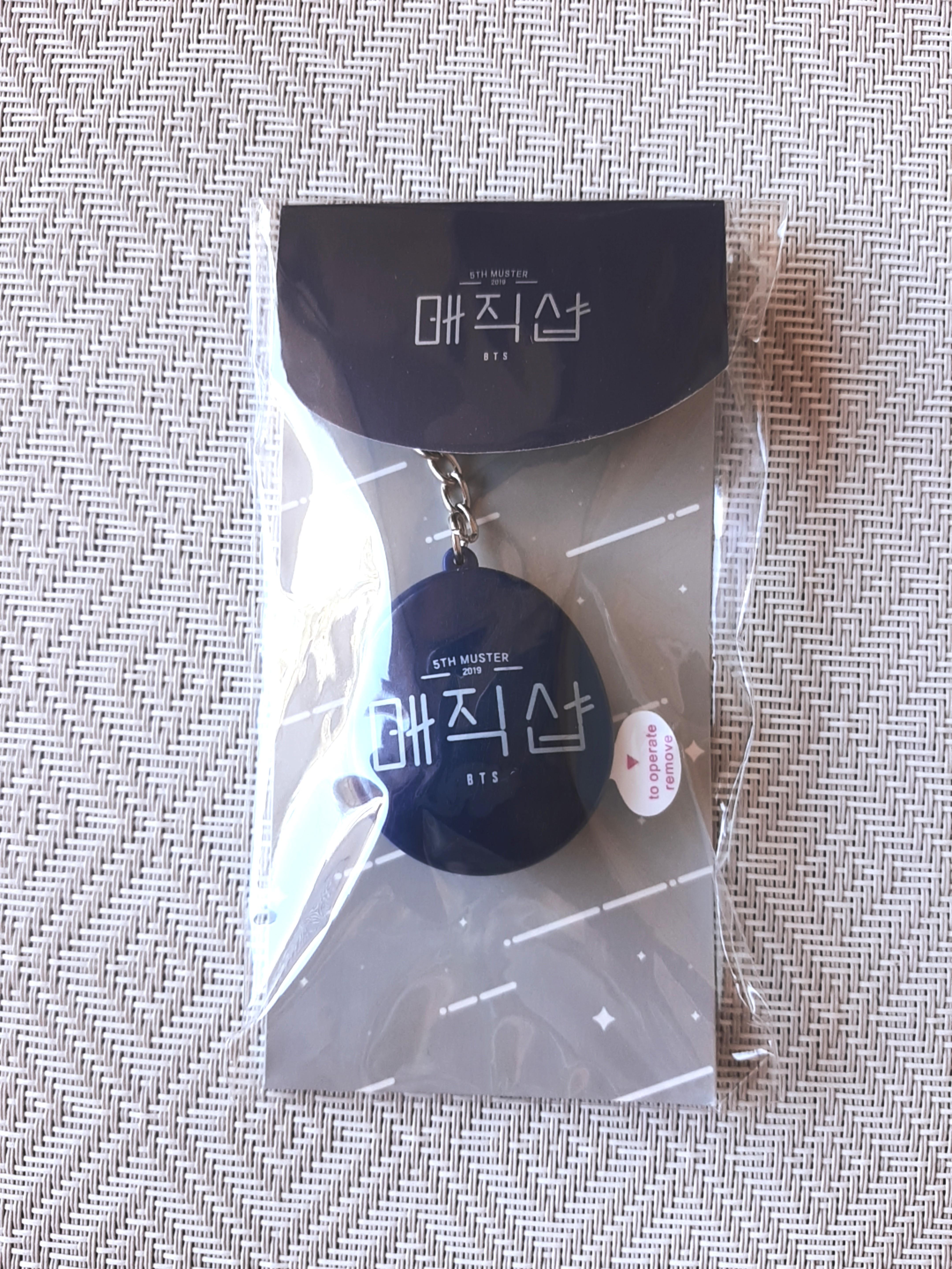 BTS 5th Muster Official Merchandise Voice Keyring (Category: K-Wave Merchandise) located in Quezon City. Submitted by starchasing (Listing ID 271912843, Image 1). Description: Brand New and Sealed. Official Voice Keyring from BTS' 5th Muster Official Merchandise. Contains messages from all 7 members of Bangtan. A random message out of 7 plays when you click the button on the side (: BTS ARMY RM JIN SUGA JHOPE JIMIN V JUNGKOOK.