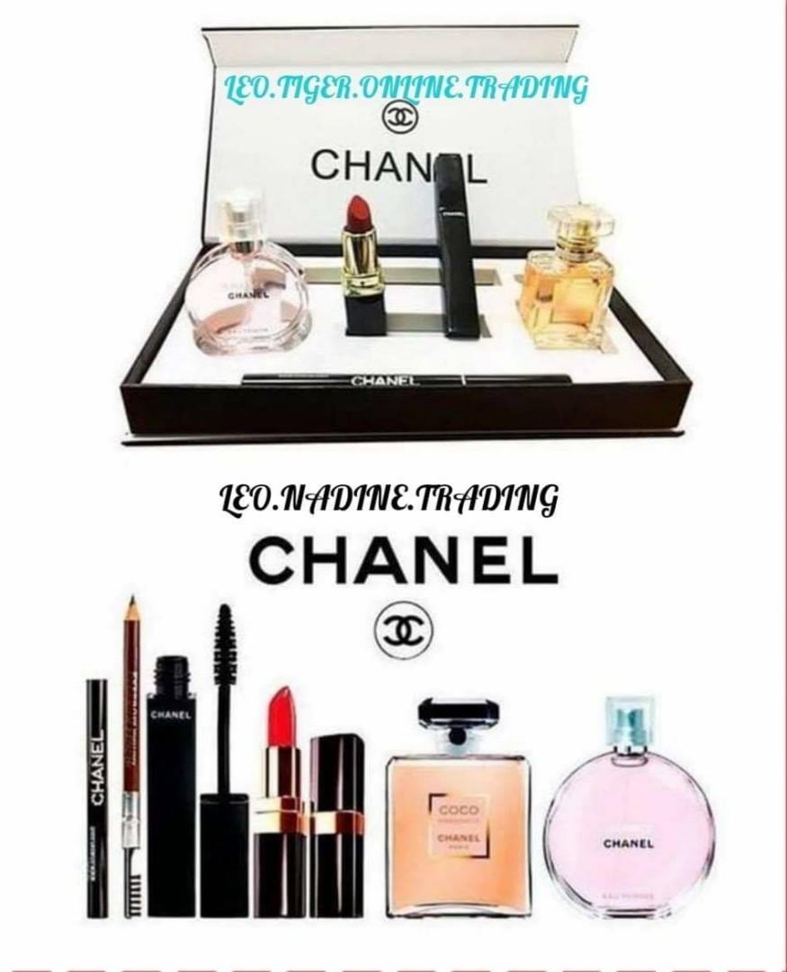 CHANNEL PERFUME Gift Set 5 in 1 Chanel 5 IN 1 Gift Set-Makeup Perfume set  box in mascara & lipstick & EyeLiner Pencil (Best Gift Set), 健康及營養食用品,  醫療用品和工具
