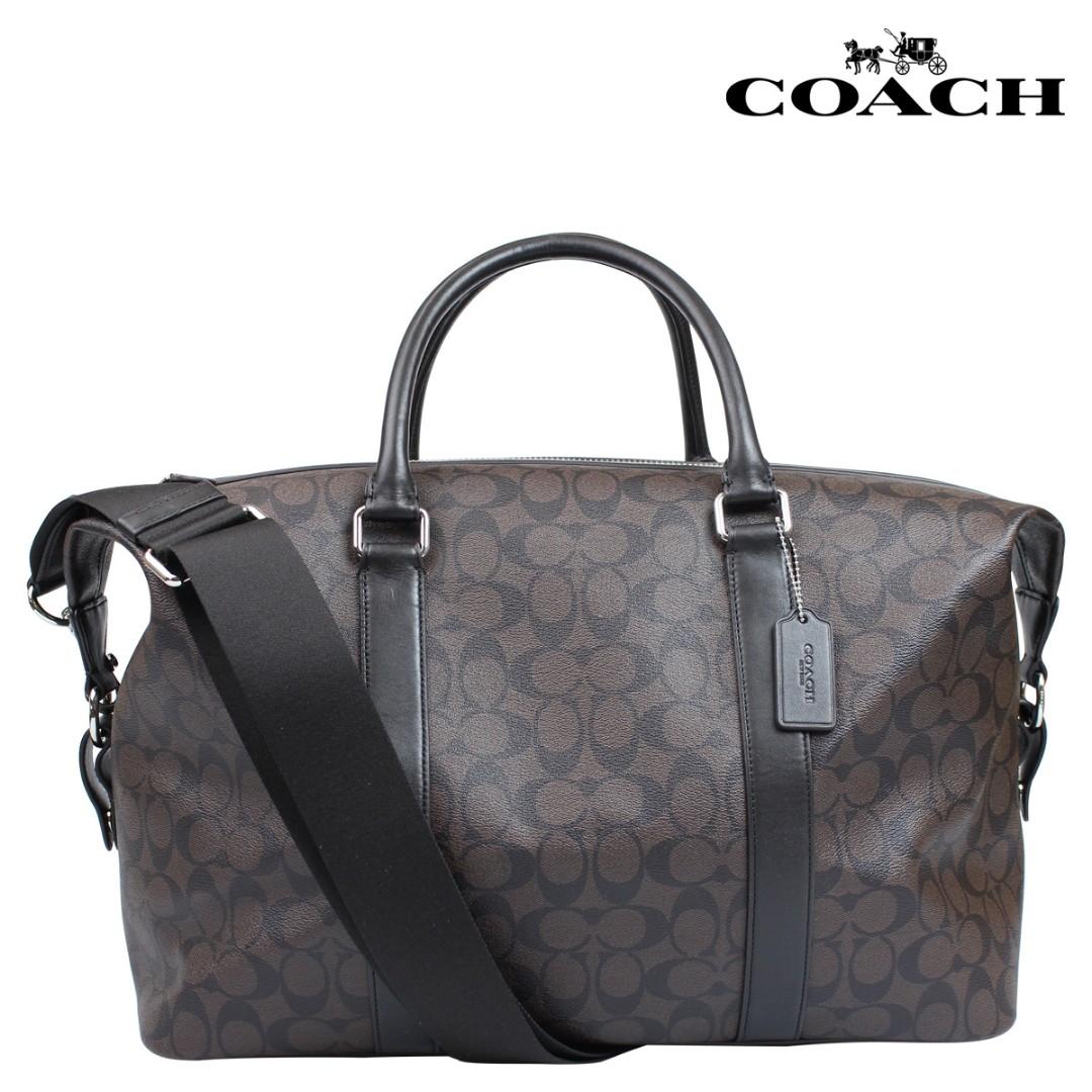 coach f77921 trekker duffle overnight travel bag mens leather saddle