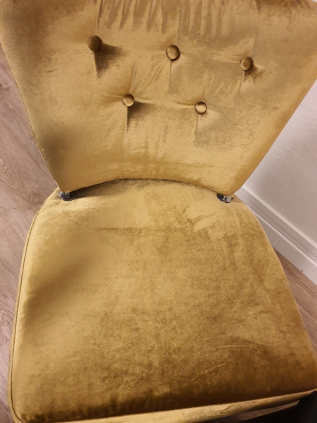 GOLD VELVET CHAIR, Furniture & Home Living, Furniture, Chairs on Carousell