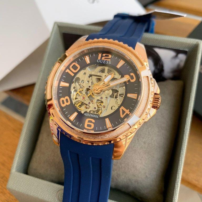 Guess Men Blue Skeleton Analogue W1178G3