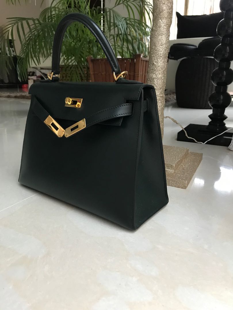 Hermes Kelly 28 Sellier in Vert fonce