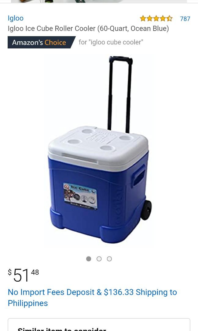 Igloo Ice Cube 60 Quart Roller Cooler, Sports Equipment, Hiking 