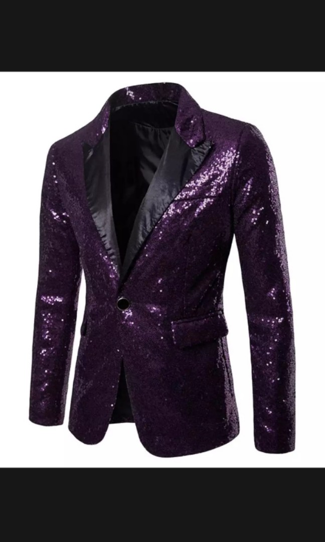 Purple sequin blazer mens cheap