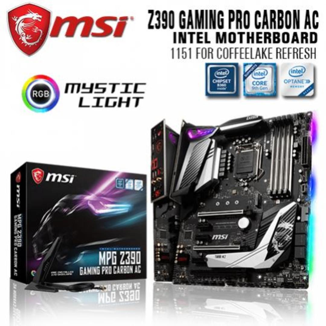 Msi Z390 Gaming Pro Carbon Ac Intel Motherboard 1151 For Coffeelake Refresh Electronics Computers Desktops On Carousell