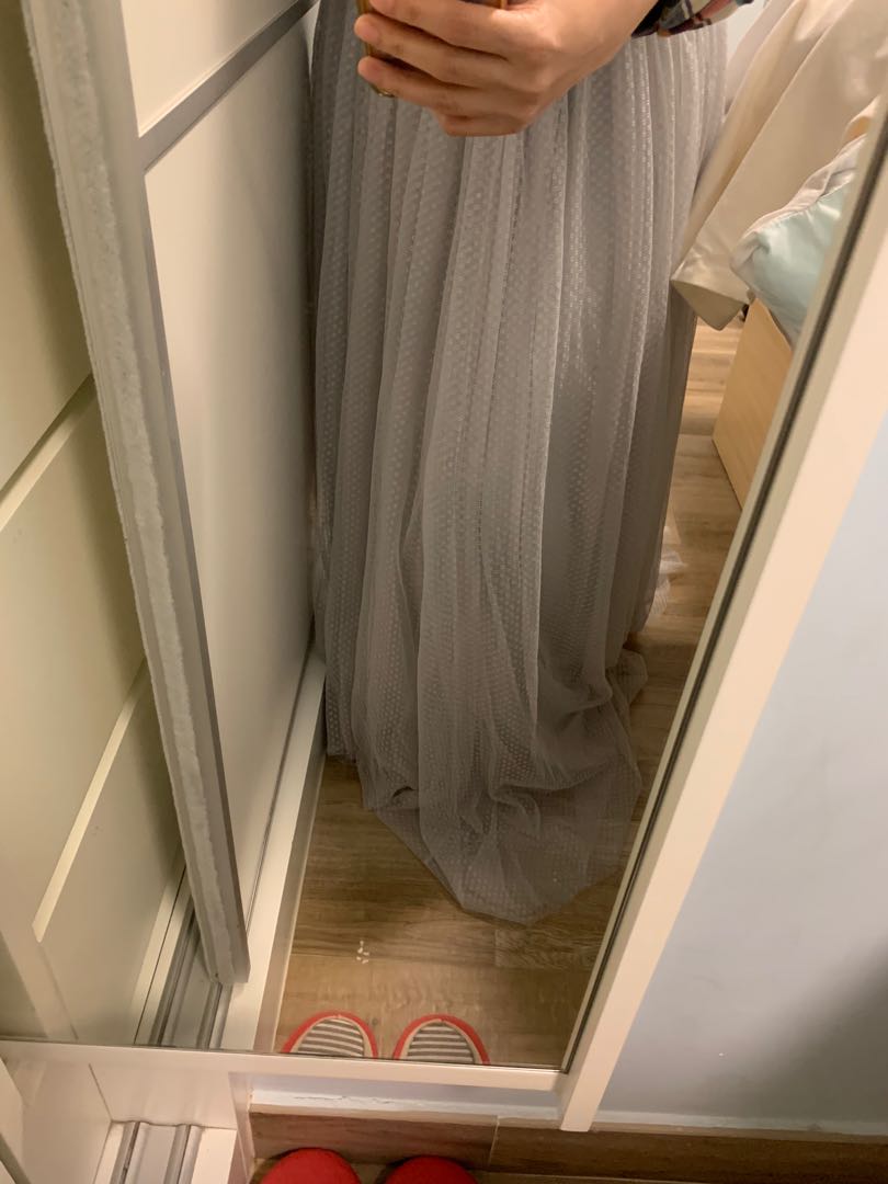 Needle thread tulle maxi skirt in vintage blue