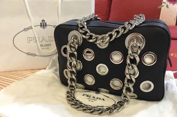 Prada grommet store bag