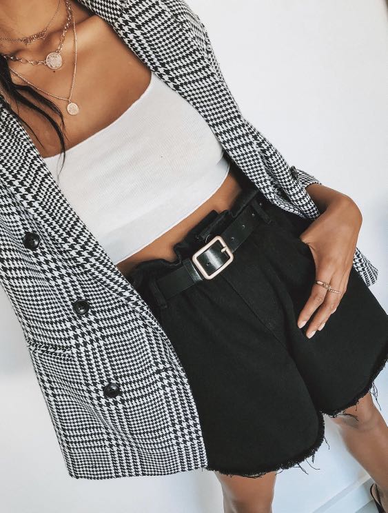 denim paper bag shorts 