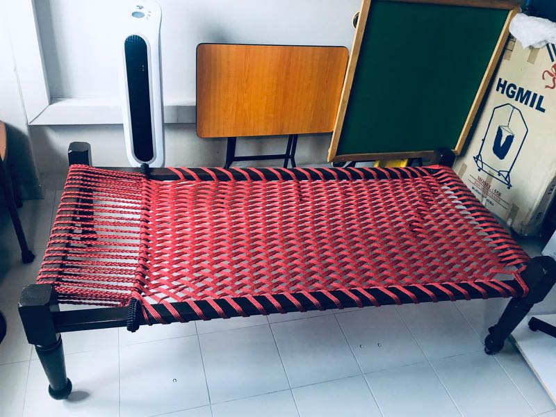 Solid wood frame string bed, Furniture & Home Living, Furniture, Bed