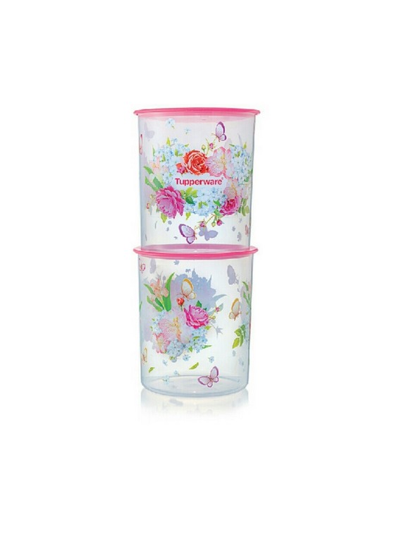 Tupperware Spring Garden One Touch Canister Medium (2) 3L, Furniture ...