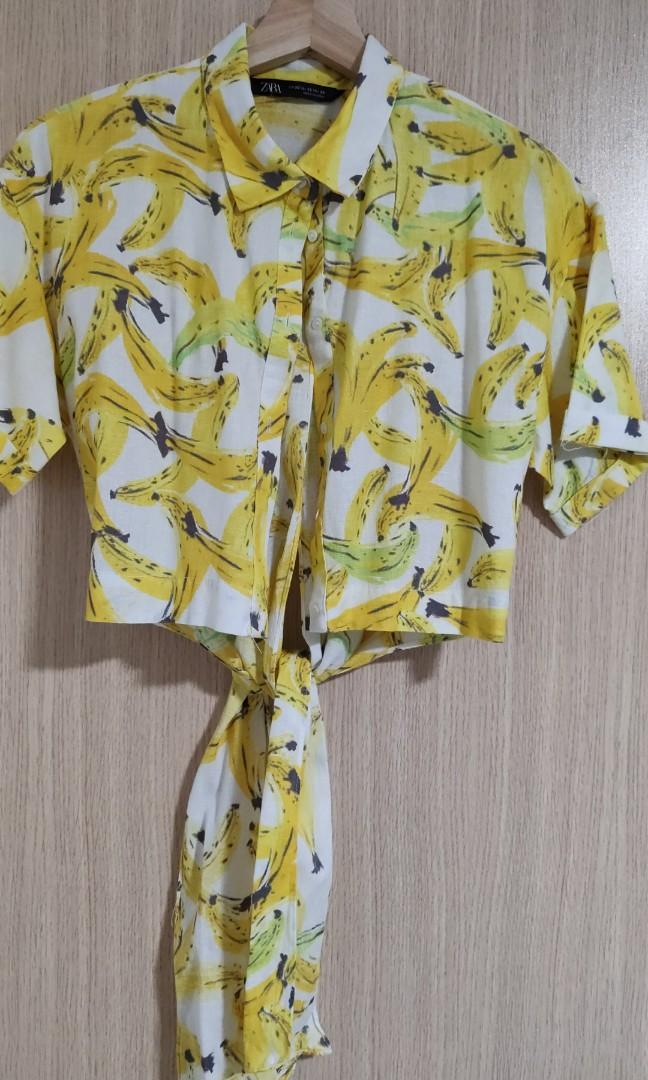 Zara bananas cropped shirt, Women's 