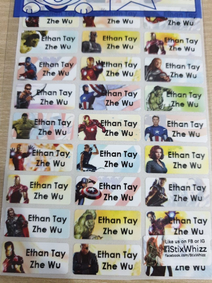 Avengers Name Stickers, Hobbies & Toys, Stationery & Craft, Art