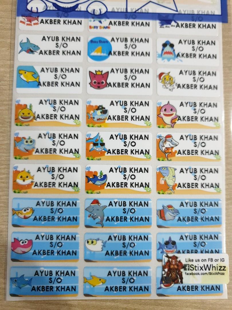 Baby Shark Name Stickers Hobbies Toys Stationery Craft baby-shark-name-stickers-hobbies-toys-stationery-craft