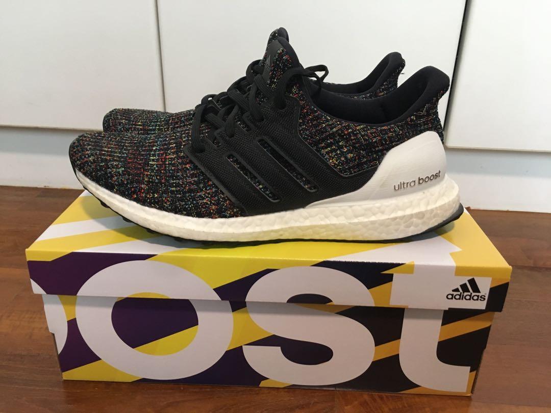 Adidas ultra boost 4.0 black multi-color white heel cage clearance