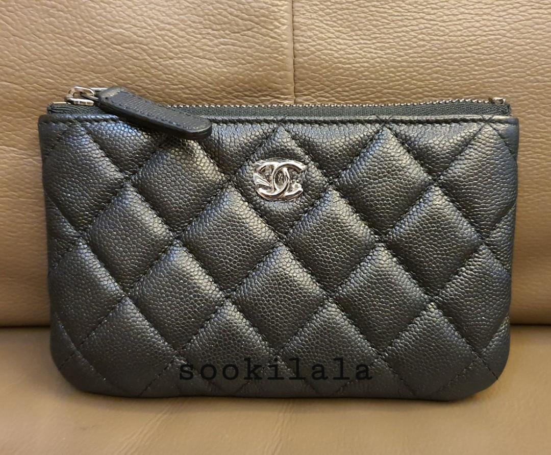 CHANEL Mini O Case Iridescent Black Card Holder, Luxury, Bags & Wallets on  Carousell