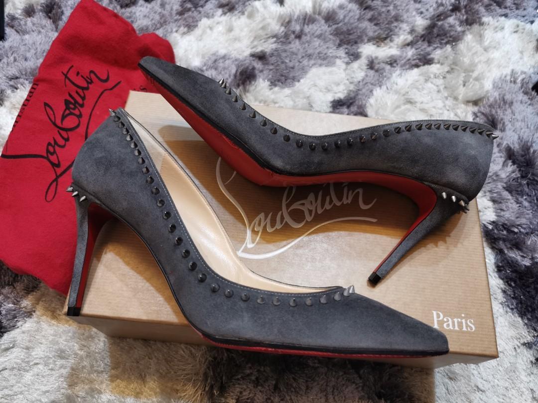 Christian Louboutin Anjalina Grey Suede 85mm Heels