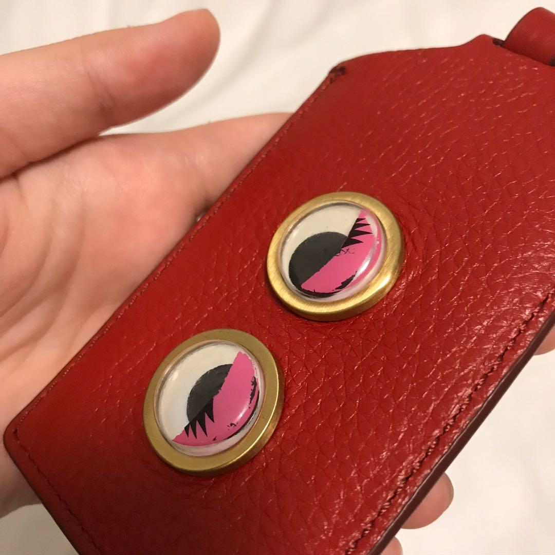 Fossil Googly Eyes Leather Luggage / Bag Tag, Women's Fashion, Bags