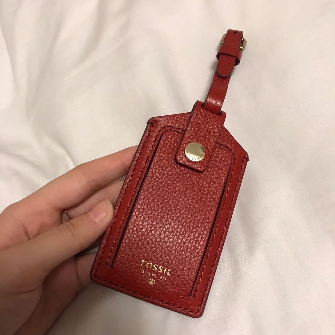 Fossil Googly Eyes Leather Luggage / Bag Tag, Women's Fashion, Bags