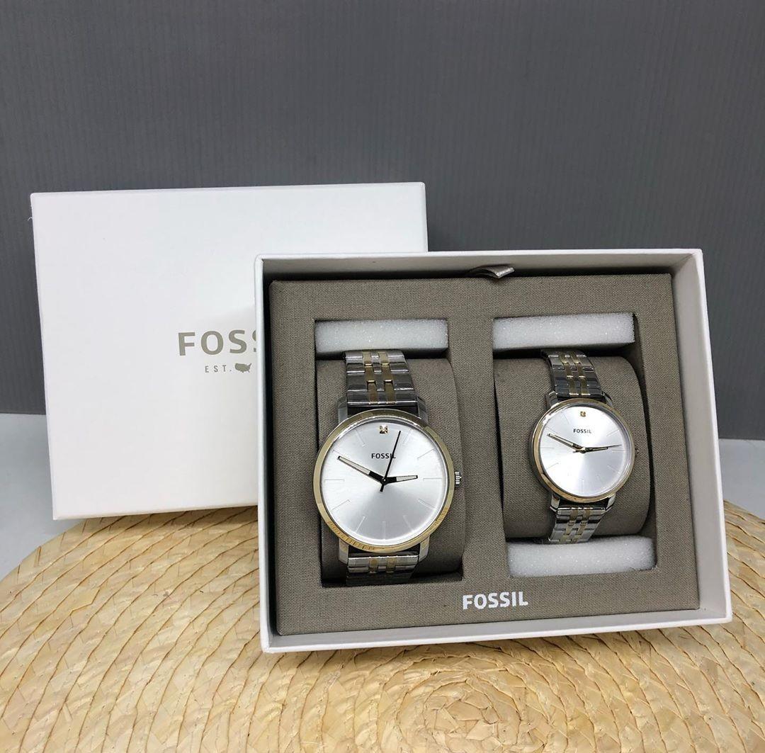 Fossil Luther Three Hand Two Tones Stainless Steel Watch BQ2467 44mm and 34mm