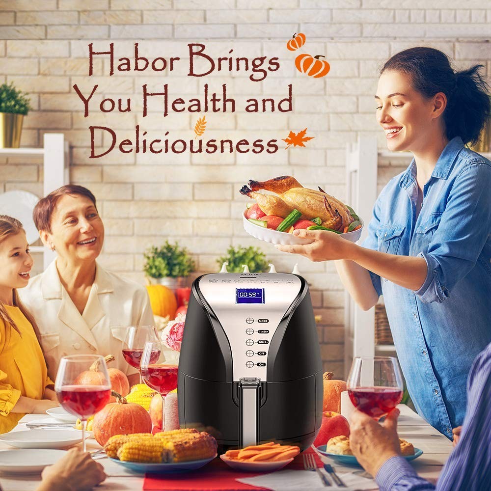 Habor IKICH Air Fryer 4.2 Quart Oilless Hot Air Fryer W Cookbook