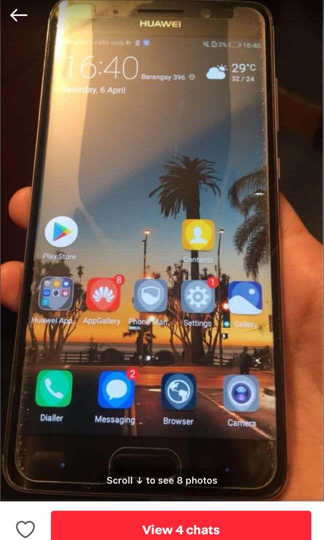 Repriced! Huawei mate 9 pro china variant (Category: Huawei) located in Manila. Submitted by happyshopping_12 (Listing ID 272092865, Image 1). Description: #kayakorin preloved phone For sale issue is cracked on lcd Super tgal malowbatt. But need ng fast charger since pag ordinary lang mbgal macbarge and minsan di nagccharge if di fast chwrger ginamit :) Camera is good because it has leica features .