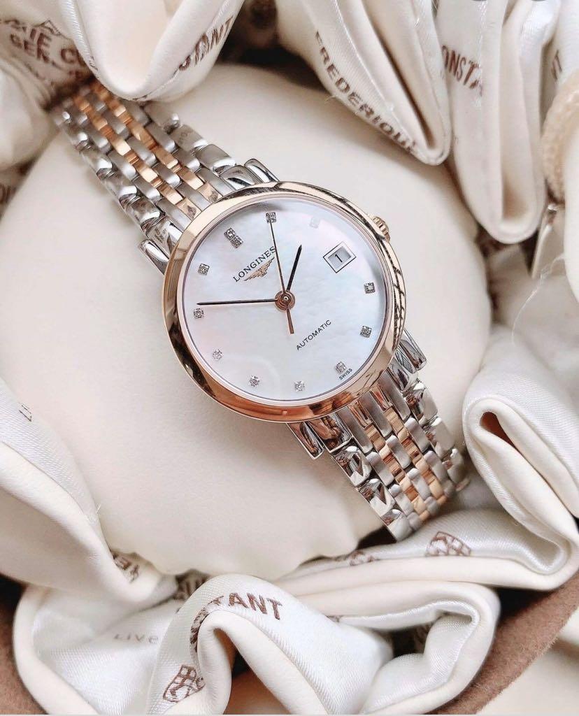 Longines Elegance Mother of Pearl Stainless Steel Rose Gold Watch