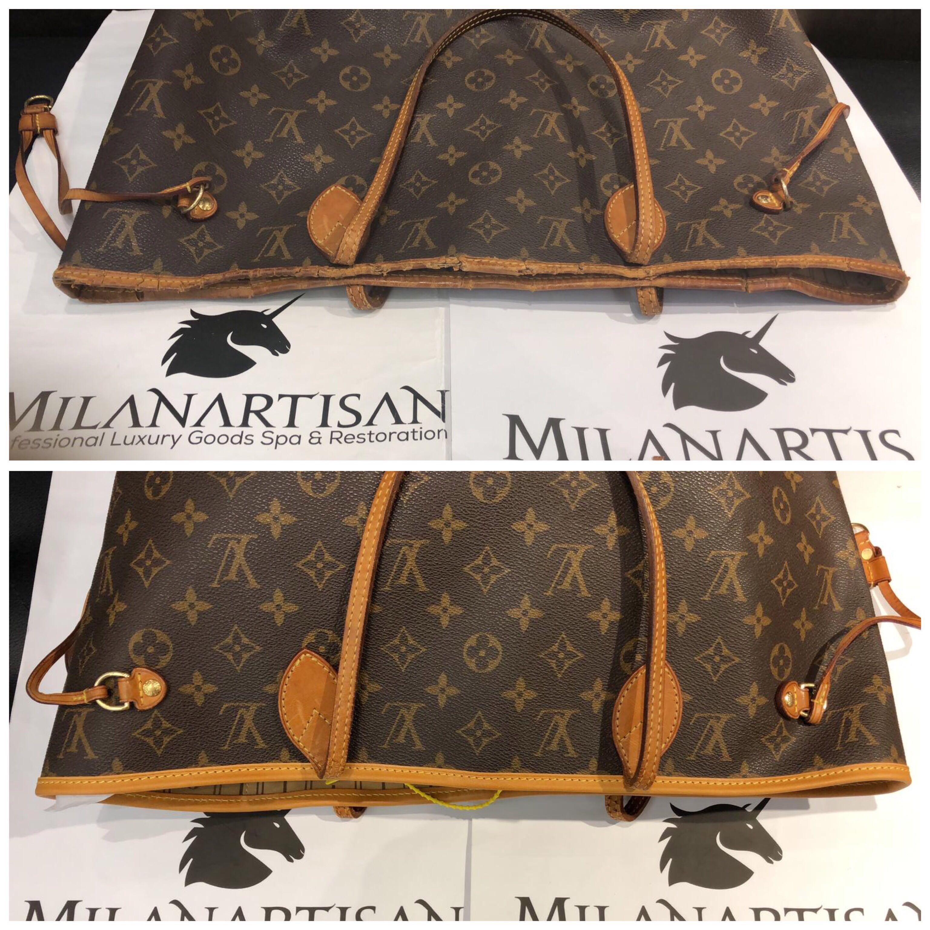 LOUIS VUITTON NEVERFULL BAG WITH WORN OUT TRIMMING REPLACE BEAUTIFULLY BY OUR MILAN ARTISAN ...