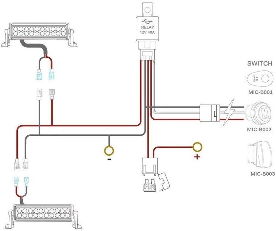 Mictuning Led Light Bar Wiring Harness Fuse 40a Relay On Off
