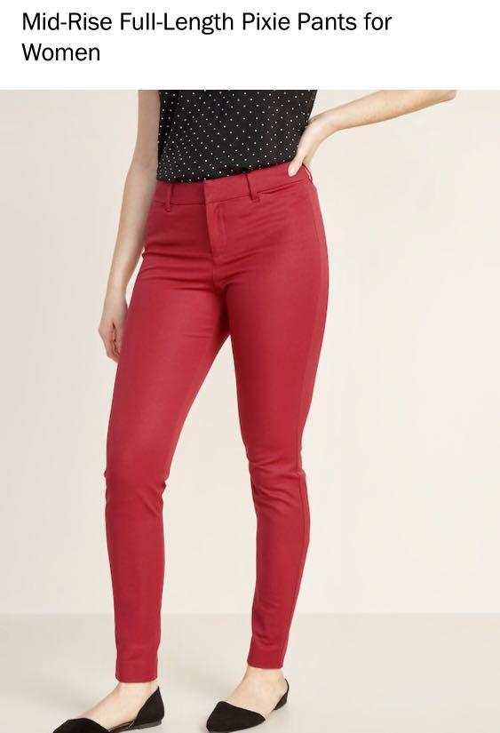 Old Navy Red Mid-Rise Full Length Pixie Pants for Women