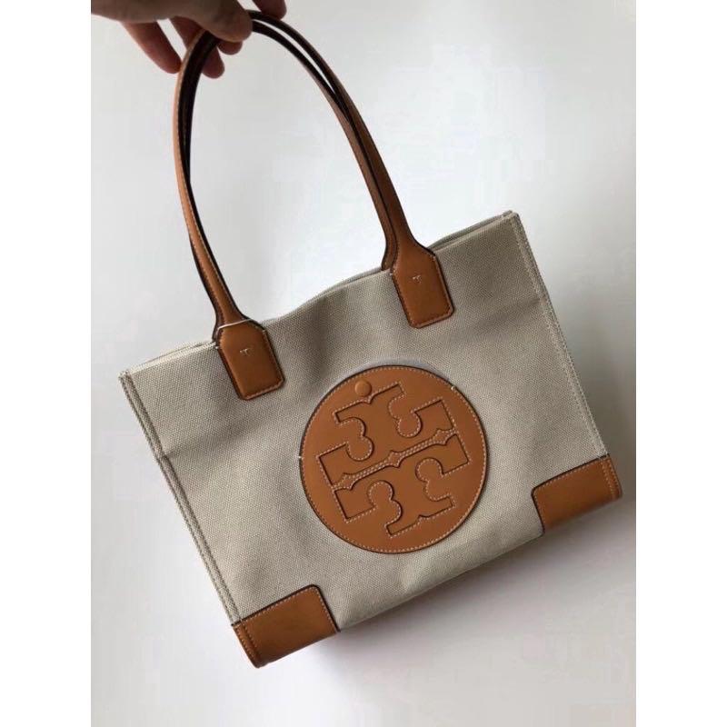 PO Tory Burch Tote Bag Canvas Brown, Barang Mewah, Tas & Dompet di
