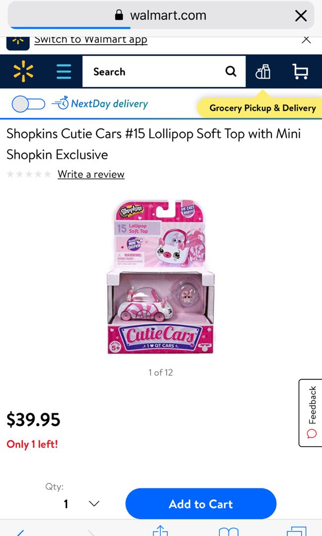 Shopkins Cutie Cars Series 1 # 15 Lollipop Soft Top Die Cast Car for sale  online