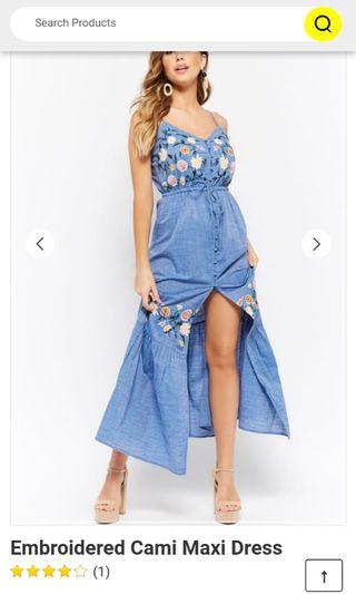 Embroidered cami maxi dress