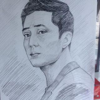 So Ji Sup Korean actor KPOP Original Pencil Sketch Portrait 9x12