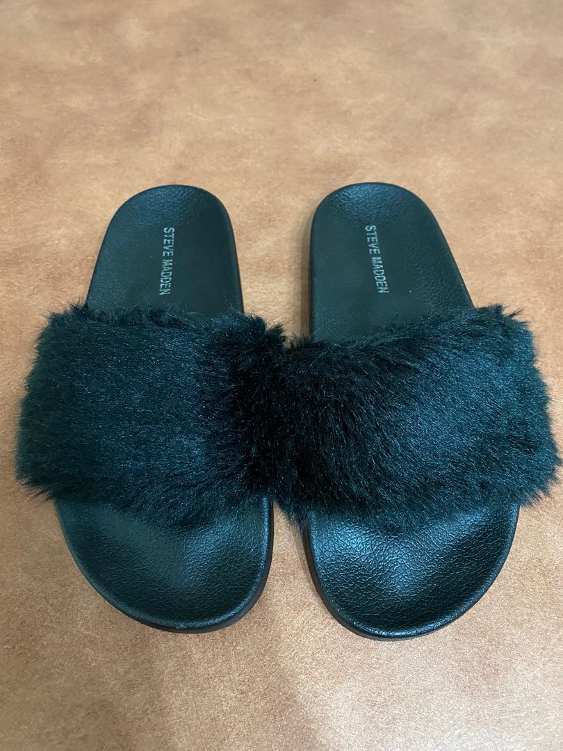Steve madden fur hotsell slides with strap