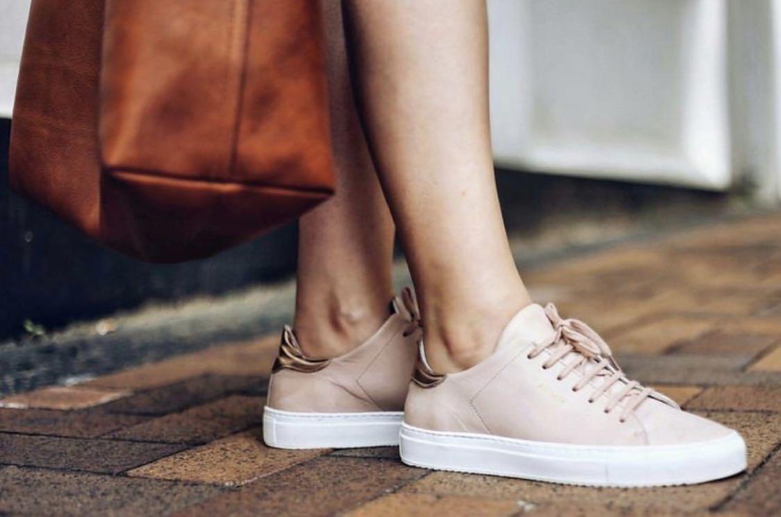 pale pink leather sneakers
