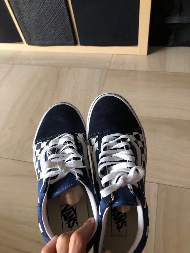 Blue Flame Checkered Vans