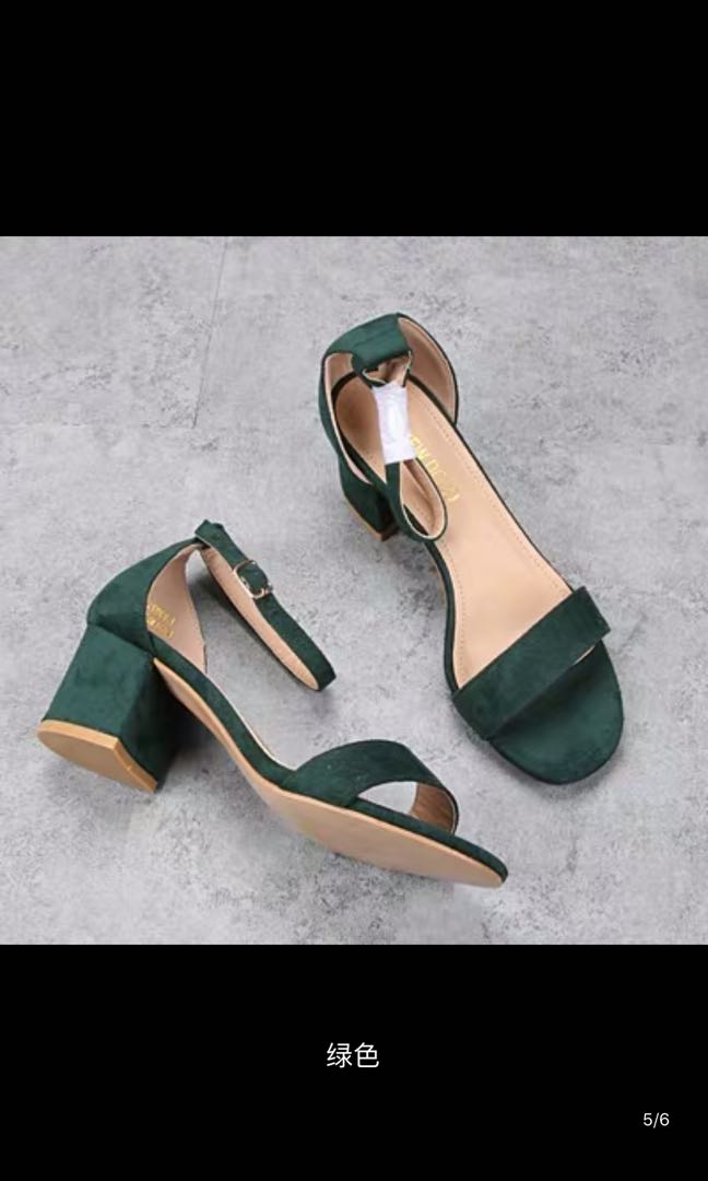 forest green block heels