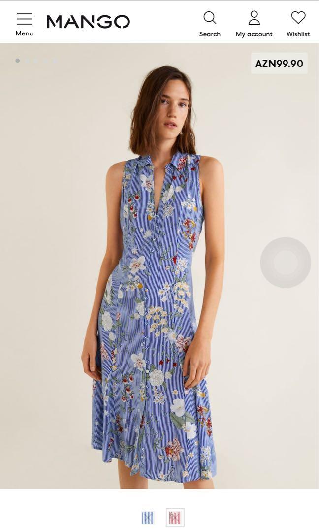 BN MANGO FLORAL STRIPED SHIRT DRESS 