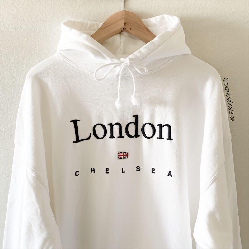 Brandy Melville White London Chelsea Hoodie Women S Fashion Clothes Outerwear On Carousell