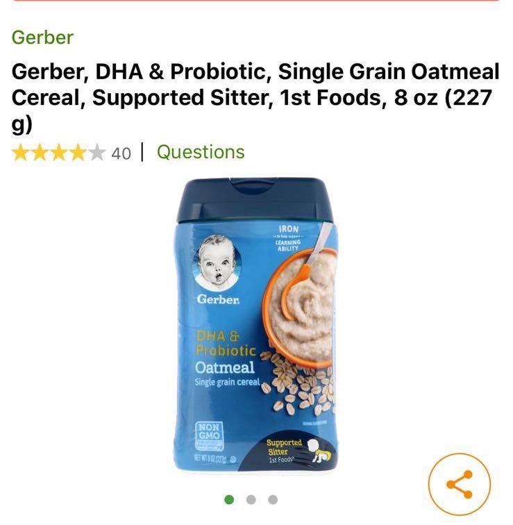 gerber dha probiotic oatmeal cereal