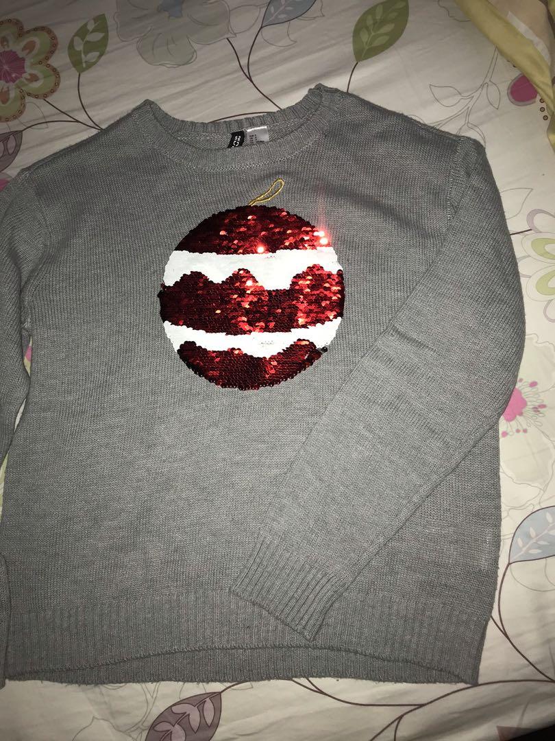 Reversible sequin hot sale christmas sweater
