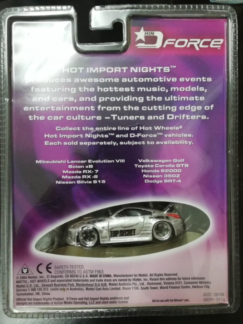 Hot Wheels HIN D Force Nissan 350z ( Authentic Body Kits . Deep 