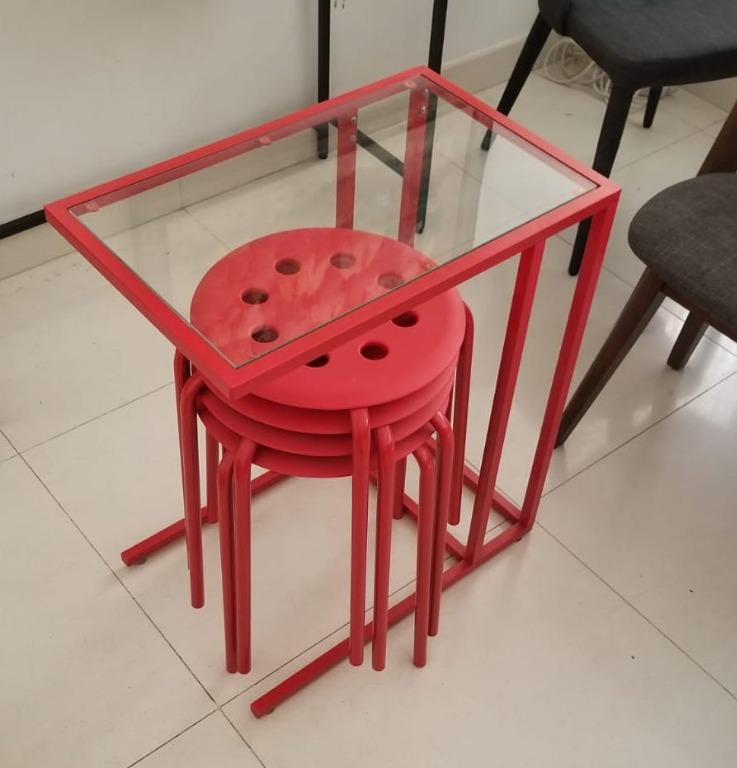 4 X Red Marius Stool Furniture Tables Chairs On Carousell