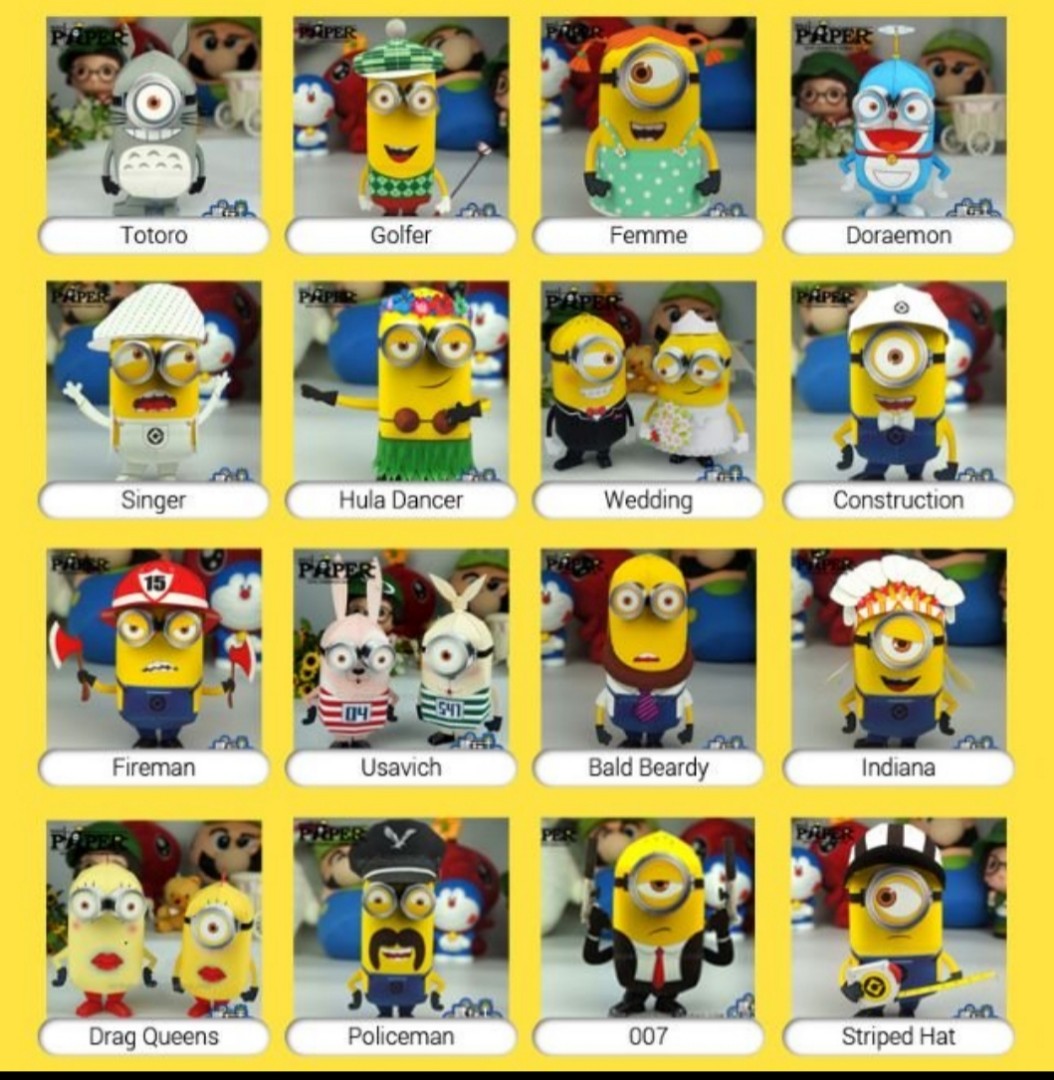 Get Wallpaper Minion 3d Paper Model Figurine Diy Cartoon Handcraft Paper HD
