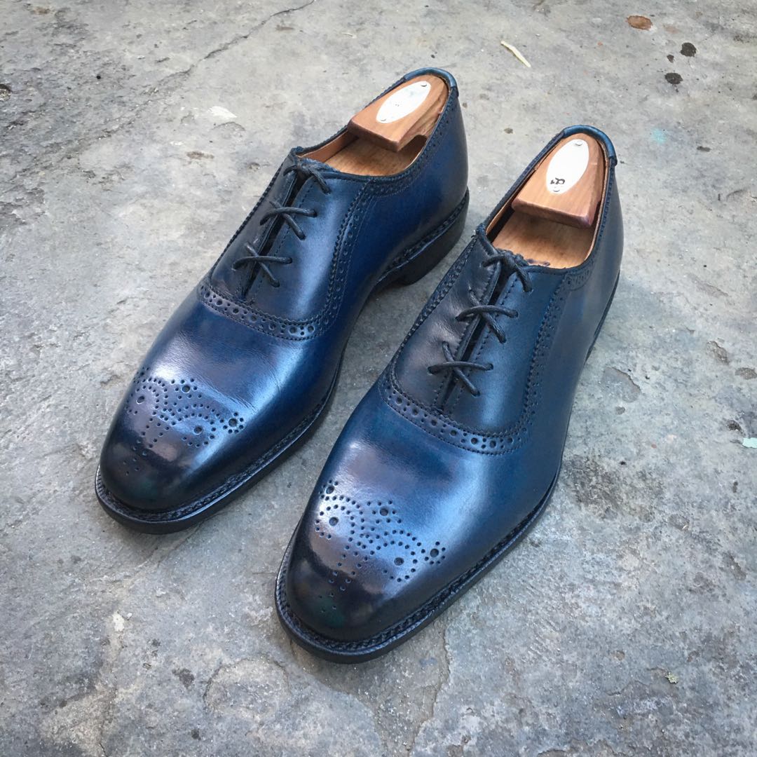 Navy Blue Allen Edmonds Cornwallis Calfskin Leather Dress Shoes custom ...