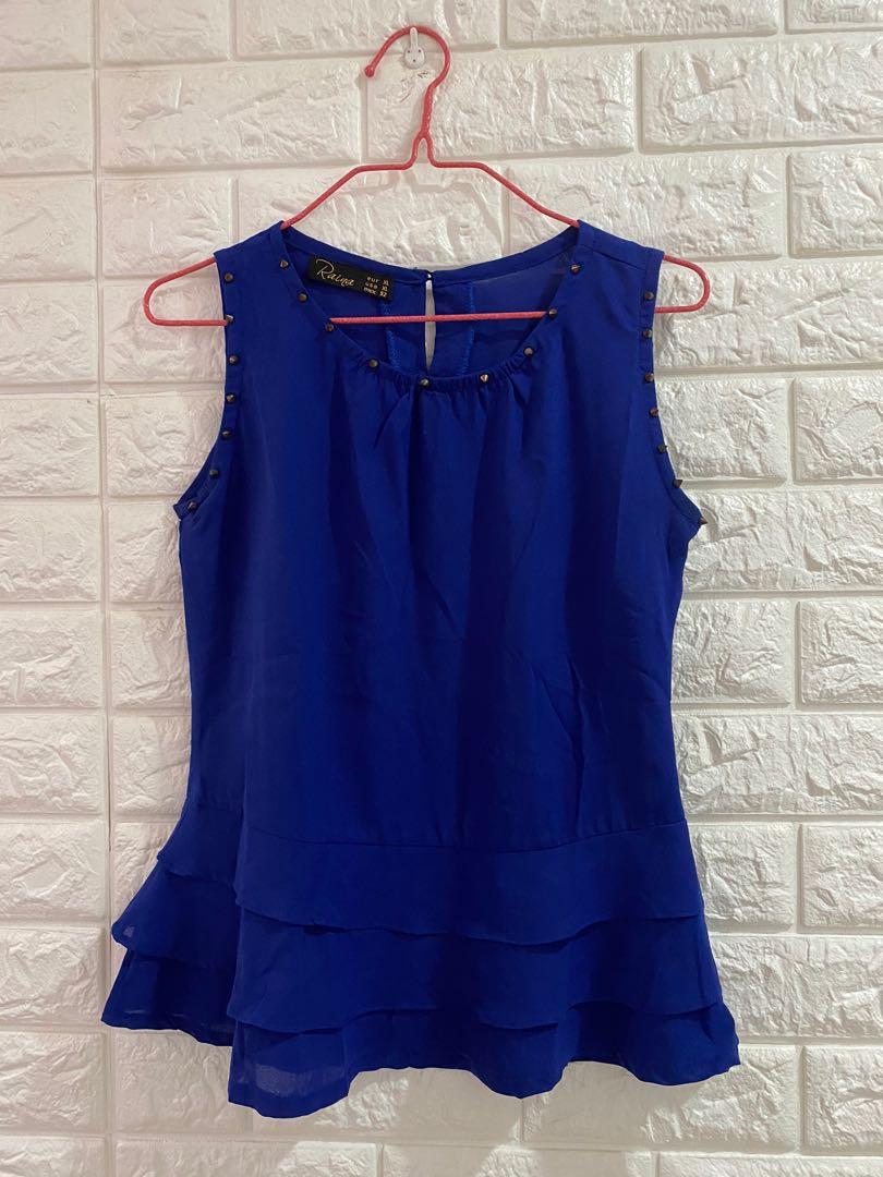 Navy Blue Top, Women's Fashion, Tops, Sleeveless on Carousell
