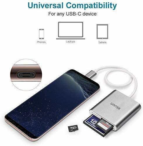  Unitek USB C SD Card Reader, Aluminum 3-Slot USB 3.0 Type-C  Flash Memory Card Reader for USB C Device, Supports SanDisk Compact Flash  Memory Card and Lexar Professional CompactFlash Card 