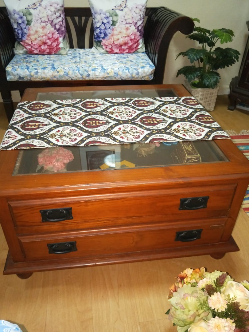 Picket And Rail Glass Top Coffee Table, Furniture & Home Living